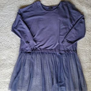 Lane Bryant periwinkle sweatshirt top with tulle botton size 26/28